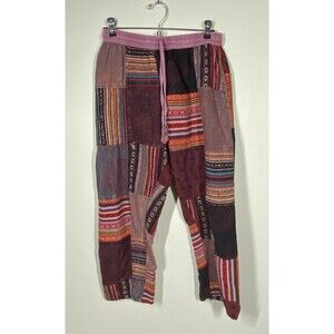 Mexicali Blues Patchwork Ankle Pants Size S? Elastic Waist Pull On Pockets Boho